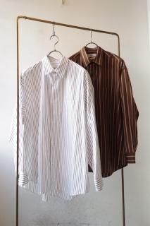 Graphpaper"SIDOGRAS Stripe L/S Oversized Regular Collar Shirt"
