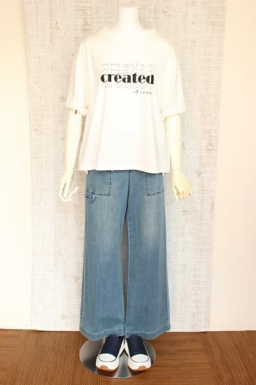ROBE BLUE FRONCE ISKOデニムウエストリブで楽々ワイドパンツ