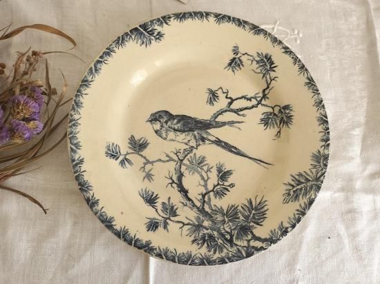 フランス　陶器　絵皿 小皿10.5cm ＋ミニチュア3点セット) フランス アンティーク 絵皿
