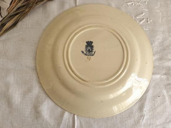 フランス アンティーク GIEN 鳥模様付き 陶器 皿 1900年 - Belle