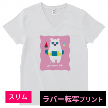 【ラバー転写プリント】スリムフィット VネックTシャツ|SFV-113 |TRUSS