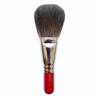 竹宝堂 熊野筆 メイクブラシ パウダーブラシ ジャンボ 灰リス RE25-1 丸平型 お粉用 フェイスブラシ 化粧筆 赤短軸 ARTIST CHIKUHODO KUMANOFUDE