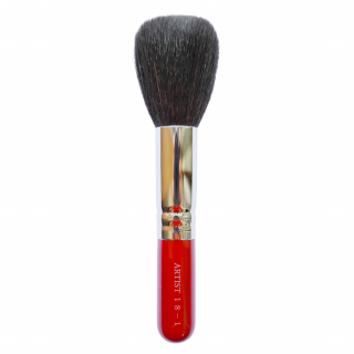 竹宝堂 熊野筆 メイクブラシ フェイスブラシ 小 山羊(上質ヤギ) RE18-1 丸型 お粉用 パウダーブラシ 化粧筆 赤短軸 ARTIST CHIKUHODO KUMANOFUDE
