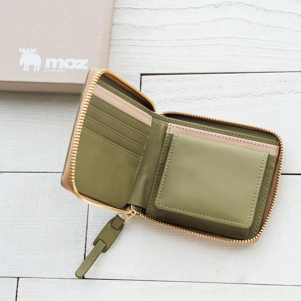 R札入れ ZNWS-86091 グリーン×ナチュラル MZ - moz Sweden公式