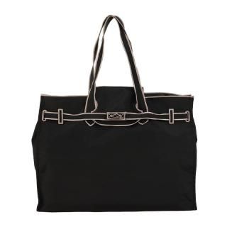 LA COUSETTEスカーフ付き黒ナイロントートバッグエコバッグLsize LA COUSETTEスカーフ付き黒ナイロントートバッグエコバッグLsize