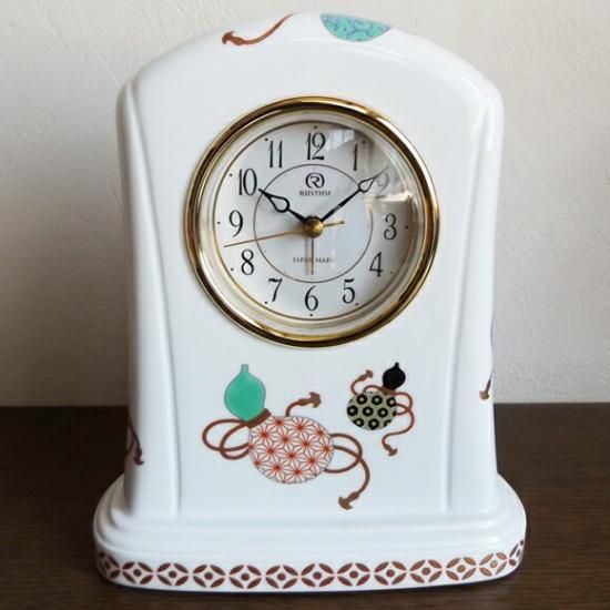 置時計　リズム時計製　有田焼 リズム時計 RHYTHM シチズン CITIZEN 置き時計 陶器 磁器 有田焼 和室