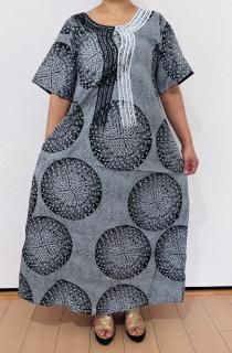 Batik Gown Embroidery Black  White