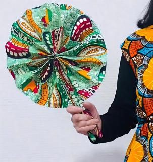 Kitenge Hand Fan Light Green