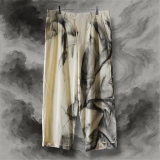 Remake"Japanese ink painting style" yellow body super wide slacks