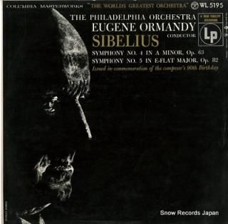 ORMANDY, EUGENE sibelius; symphony no.4 in a minor, op.63 WL5195