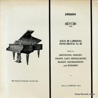 LARROCHA, ALICIA DE piano recital 3 MHS1761
