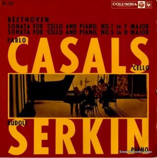 CASALS, PABLO, AND RUDOLF SERKIN beethoven; sonata for cello and piano no.1/no.5 OL-122