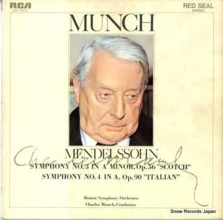 MUNCH, CHARLES mendelssohn; symphony no.3/no.4 SRA-2555