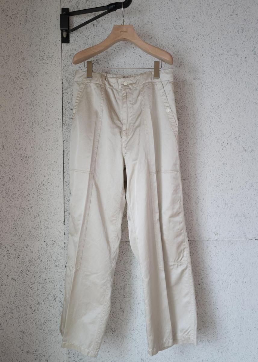 Pigment dye satin work pants Ecru