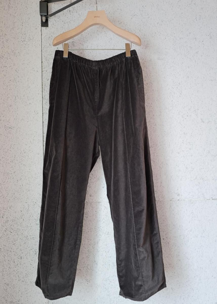 Garment dye velvet easy pants Charcoal brown
