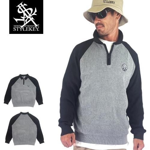 STYLEKEY 륭 ϡեåץ饰󥻡 TWOTONE HALF ZIP RAGLAN KNIT(SK25C10-RKN01)