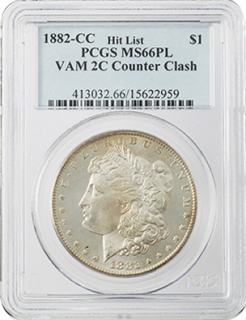 1882年CC1ドル モルガン銀貨 MS66PL VAM 2C Counter Clash Hit List