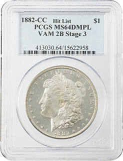 1882年CC 1ドル モルガン銀貨 MS64DMPL VAM 2B Stage 3 Hit List