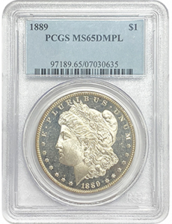 1889年 1ドル モルガン銀貨 MS65DMPL