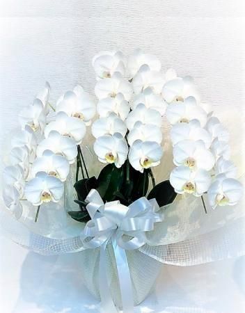 仏花　お供え花　初盆　造花　白百合　白胡蝶蘭アレンジ 仏花 お供え花 初盆 造花 白百合 白胡蝶蘭アレンジ 仏花 花束
