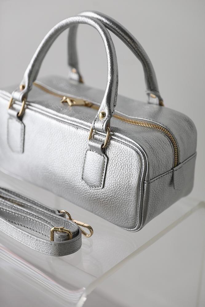 rectangle silver - Rin leather