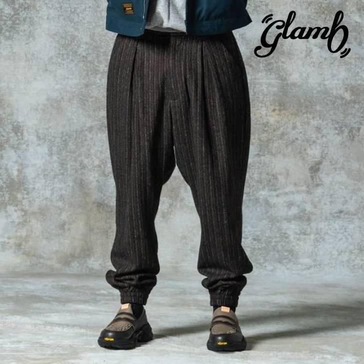 󤻾 glamb  ѥ  Deformed Tweed Slacks/ǥեĥɥå  ֥饦 ͥӡ GB0325/P05