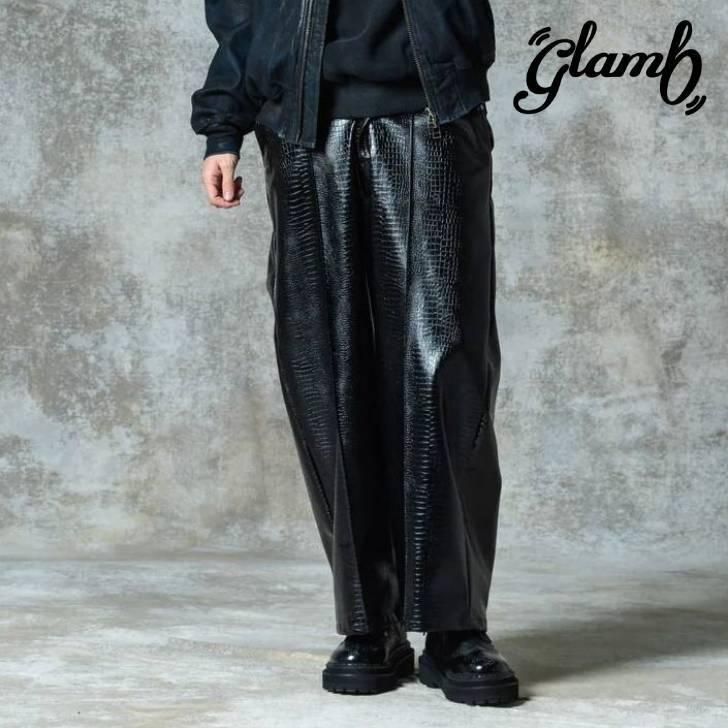 󤻾 glamb  Хѥ  Synth Leather Baggy Slacks/󥻥쥶Хå   ֥å GB0325/P09