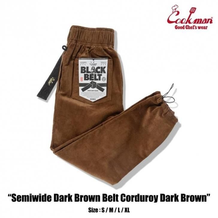 Cookman åޥ cookman եѥ  Chef Pants SemiwideBlack Belt Corduroy Dark Brown ֥饦 ǥ