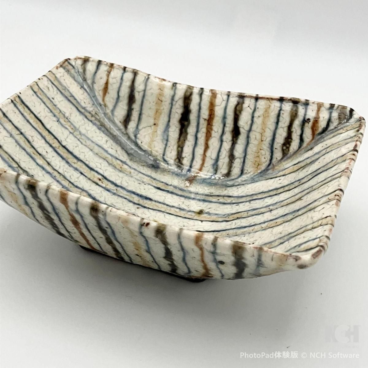 ☆ 平安三楽 清水焼 舟型鉢 4.5x3.5寸舟形鉢（縞） - 器まるかく京都