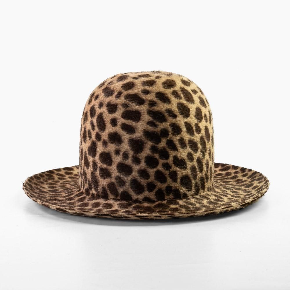 Rabbit Fur Felt Round Crown Hat REGARION-CHEETAH