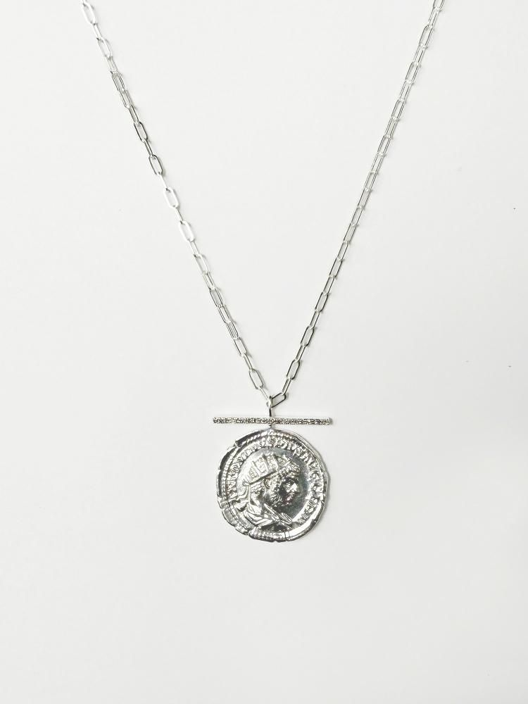 Diamond bar coin necklace