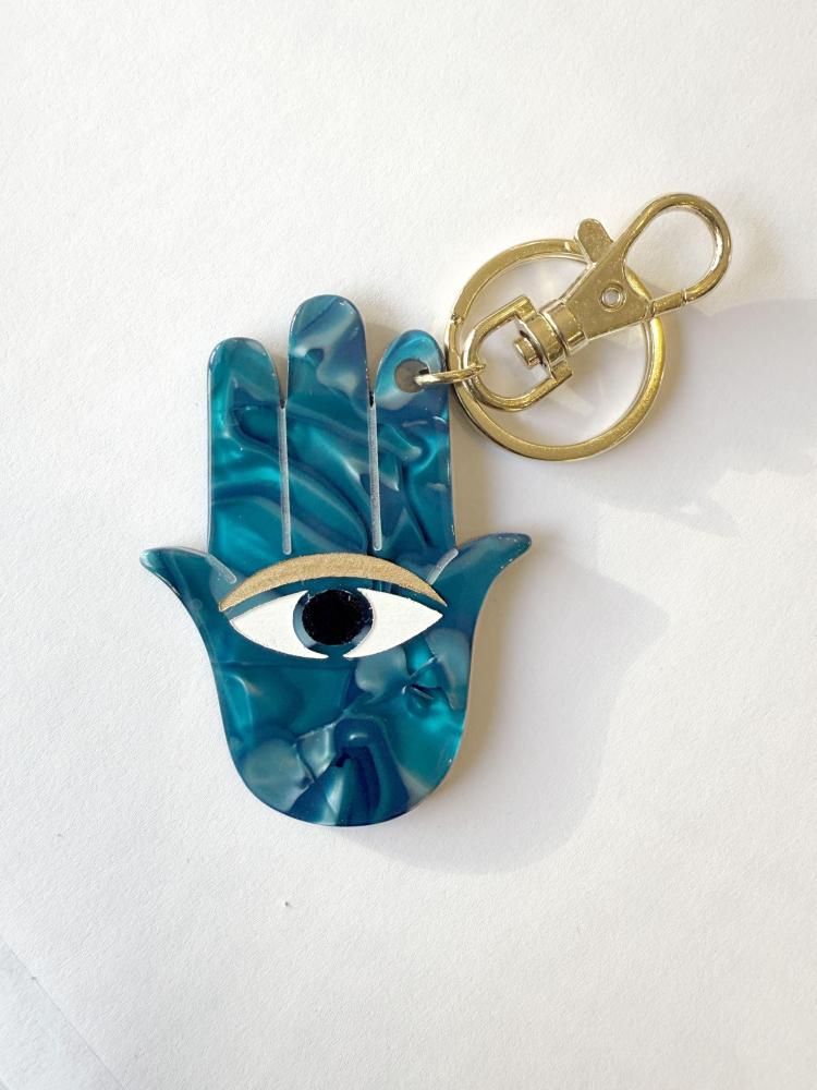 Amulet key chain (Blue Khamsa)