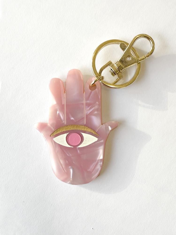 Amulet key chain (Pink Khamsa)
