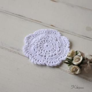 Natural coaster flower9.5 ホワイトコースター ・レース編みミニ